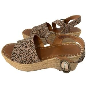 Universal Thread Leopard Espadrille Platform Wedge Sandals Tan Brown Womens 8.5